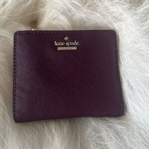 Kate Spade plum Cameron Small L Zip Bifold Wallet